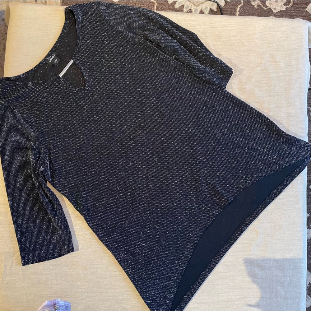 Elegant Black Glitter Tunic Top size 1X